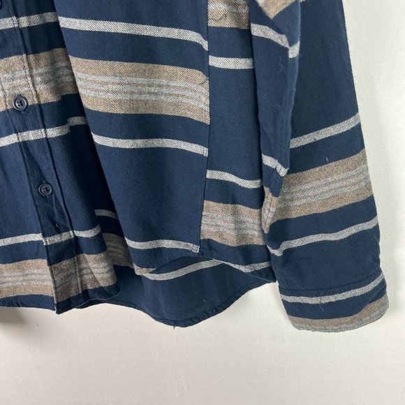 NWT Lucky Brand Striped Flannel Button Front Shirt Blue Size Small S NEW - Picture 4 of 11